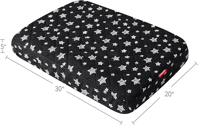 Dog Bed Covers Replacement Washable Pet Hair Easy to Remove, Waterproof Dog Bed Covers Noiseless Quilted, Pet Bed Cover Lovely Black Star Print, Puppy Bed Cover 20x30 Inches, for Dog/ Cat, Cover Only