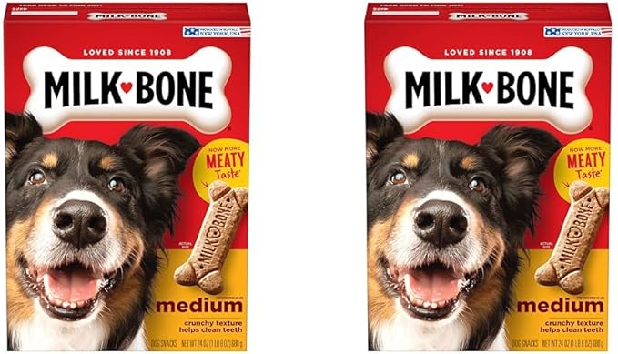 Milk-Bone Original Dog Treats for Medium Dogs, 24 Ounce, Crunchy Biscuit Helps Clean Teeth (Pack of 2)