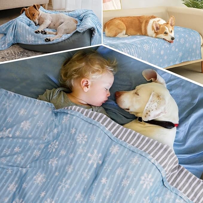 Dog Cooling Blanket Lightweight Self Cooling Blanket Bed Cover for Small Medium Dogs Washable Dog Cat Summer Blanket &Ice Silk Cooling Pet Blanket for Crate&Kennel Sofa Blue M