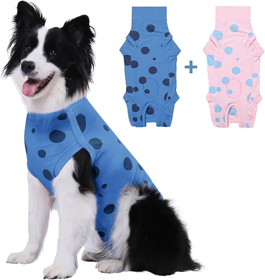 2 Packs Dog Recovery Suit Female Male, Blue+Pink, L