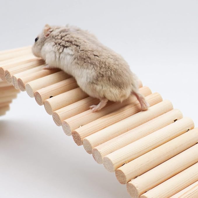 Rat Ladder Bridge, Wooden Hamster Climbing Ladder Toy, Small Animals Cage Accessories for Bird Parrot Hamster Mouse Rat Sugar Glider Hermit Crab Sugar Glider Chinchilla(23.62x3.14 Inches)