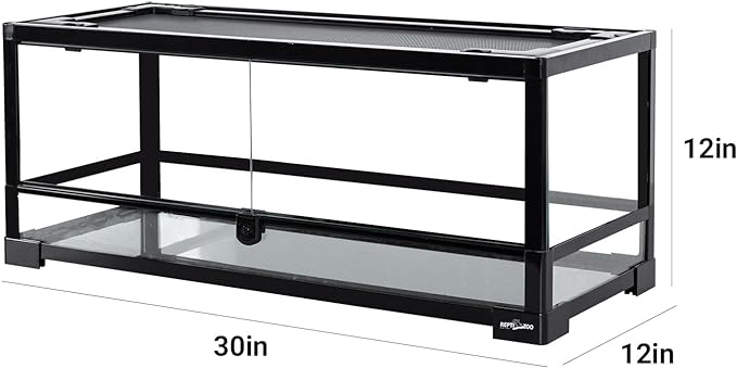 REPTI ZOO Glass Reptile Terrarium 20 Gallon, Front Opening Reptile Tank 30" x 12"x 12" for Reptile Pets Gecko Lizard Snake, Top Screen Ventilation Escape Proof Lid