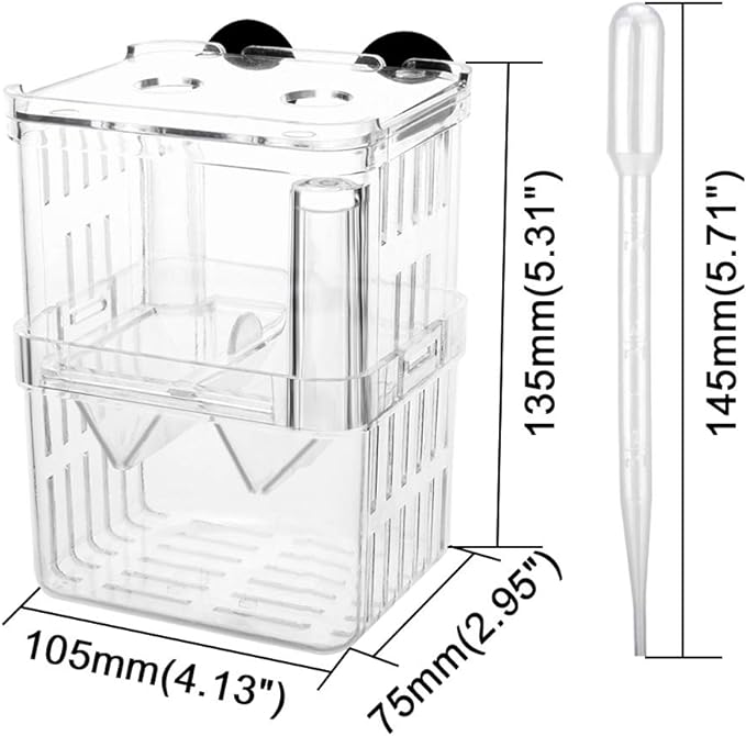 Senzeal Aquarium Fish Breeder Box Plastic Fish Isolation Breeding Box Hatching Incubator Box for Baby Fish Shrimp Clownfish Guppy