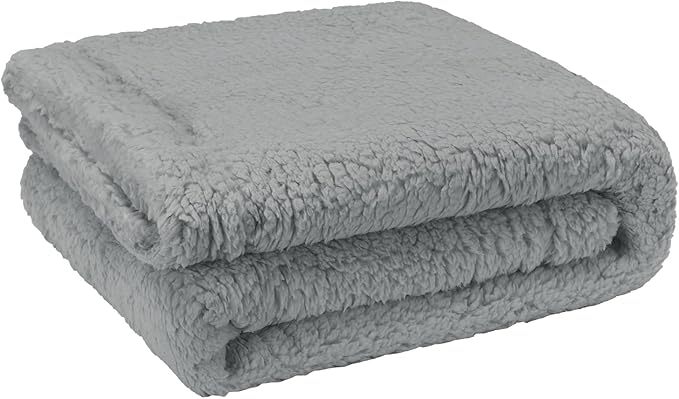 furrybaby Dog Blanket Soft Dog Blankets for Large Dogs Puppy Essentials Washable Fluffy Sherpa Fleece Cat Blanket 40x47 Inches for Bed Furniture Couch Sofa (Double-Layer Large, Grey)