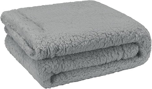 furrybaby Dog Blanket Soft Dog Blankets for Large Dogs Puppy Essentials Washable Fluffy Sherpa Fleece Cat Blanket 40x47 Inches for Bed Furniture Couch Sofa (Double-Layer Large, Grey)