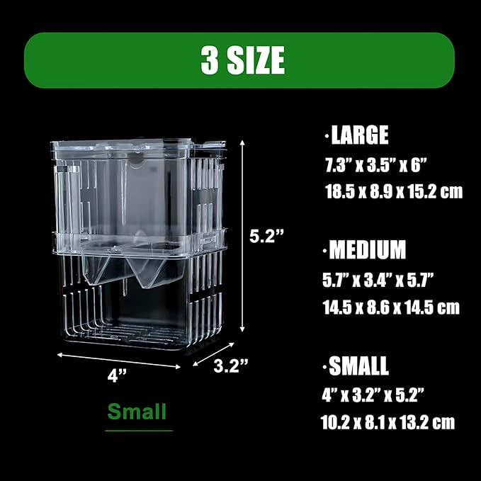 in-Tank Aquarium Breeder Box for Fish Tank, Breeding Incubator for Small Fish Hatchery, Acrylic Divider for Shrimp Clownfish Aggressive Fish Injured Fish, Can Connect Air Pump (Small)