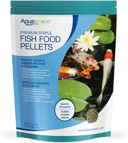 Aquascape Premium Staple Fish Food Pellets for Small to Medium Pond Fish, Medium Pellet, 2.2 Pounds | 98868