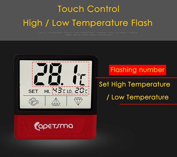 Fish Tank Thermometer, Touch Screen Digital Aquarium Thermometer with LCD Display, Stick-on Temperature Sensor ensures Optimum Temperature in Terrarium, for Your pet Amphibians and Reptiles…