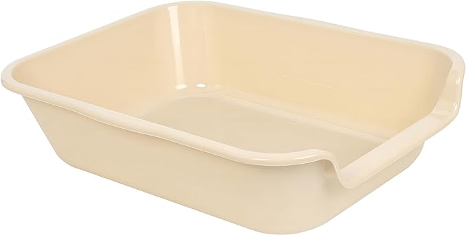 1 Pack Extra Large Dog Litter Box Pan Tray (ABS Material), Low Entry Jumbo Senior Litter Boxes for Multiple Kitten Big Cats, Pet Safe Indoor Dog Potty (Sandbeach, 20" L x 15" W)