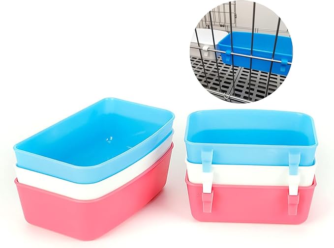 Rabbit Feeder Waterer Chicken Guinea Pig Cage Bowl Food Water Hanging Watering Container Feeding Dish Coop Cup Treats Drinker for Pigeon Dove Puppy Cat Bird Bath Basin Hamster Bed (Pack of 3)