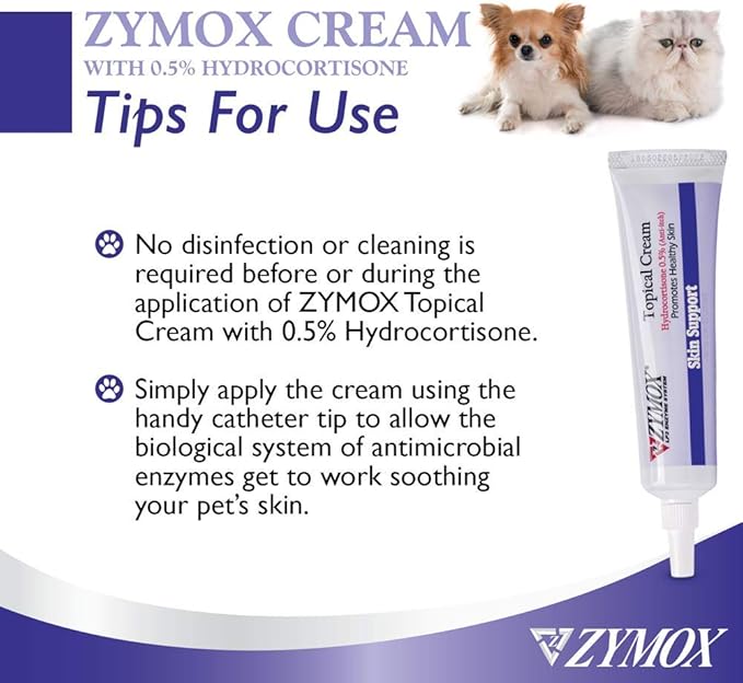 Zymox Topical Cream with 0.5% Hydrocortisone for Dogs and Cats, 1oz