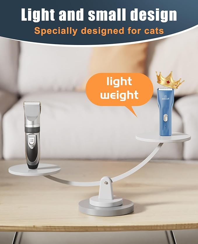 oneisall Pet Clipper for Cat Matted Hair, Pet Shaver for Cats Quiet Pet Hair Clippers Cordless Cat Clippers for Matted Hair Cat Clippers for Long Hair