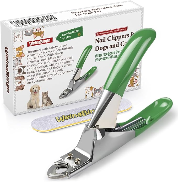 Dog Cat Pets Nail Clippers, Professional Pets Claw Trimmer with Free Nail File, Sharp Stainless Steel Blade, Sturdy Non Slip Handles - for Safe, Professional at Home Grooming