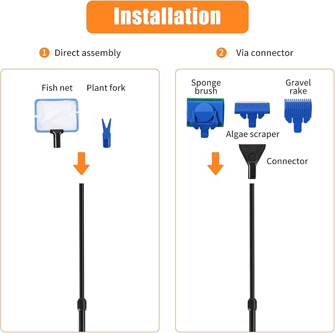AQUANEAT Fish Tank Cleaning Tools, Fish Tank Cleaner,Fish Tank Siphon, Aquarium Water Change, with Fish Tank Net 5 in 1 Cleaning Set