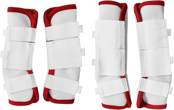 Fly Boots for Horses Set of 4, Breathable Comfy Mesh Horse Leggings Reduce Stomping, Hoof Stress, and Leg Fatigue White Cob