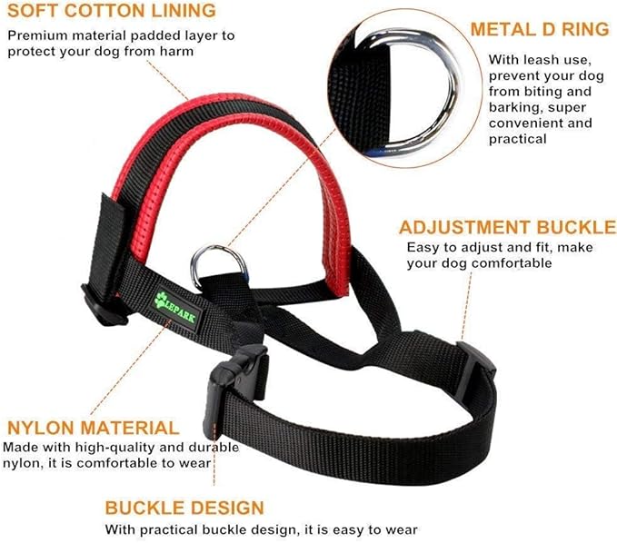 Dog Muzzle for Small, Medium, Large Dogs Prevent from Biting, Barking and Chewing, Adjustable Loop (S/Red)