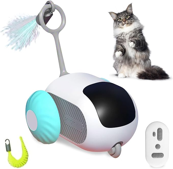 Remote Control Smart Electric Cat Toy,Interactive Cat Toys for Indoor Cats,Gravity Automatic Mobile Car Toy,Cat Mouse Toys,Moving Cat Toy, USB Rechargeable (Blue)