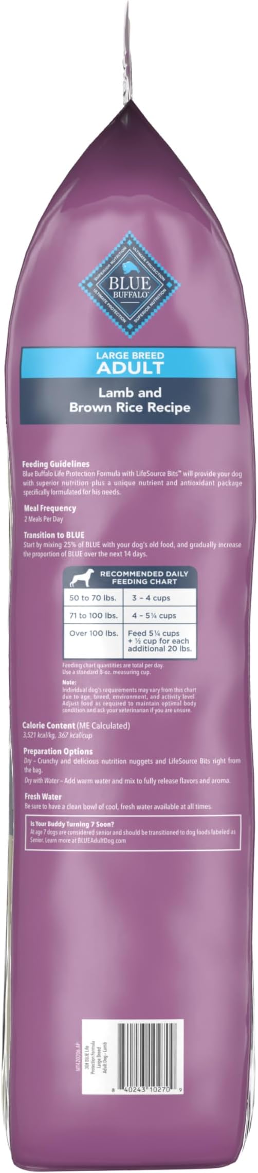 Blue Buffalo Life Protection Formula Large Breed Adult Dry Dog Food, Promotes Joint Health and Lean Muscles, Made with Natural Ingredients, Lamb & Brown Rice Recipe, 30-lb. Bag