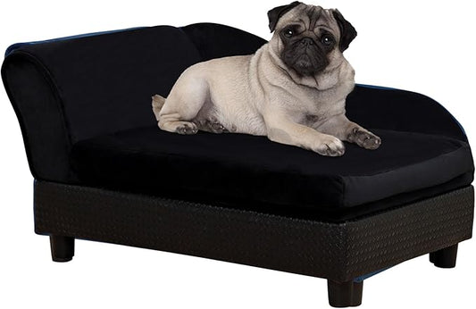 PawHut Luxury Fancy Dog Bed for Small Dogs with Hidden Storage, Small Dog Couch with Soft 3" Foam, Dog Sofa Bed, Cushy Dog Bed, Modern Pet Furniture for Puppies and Little Breeds, Black