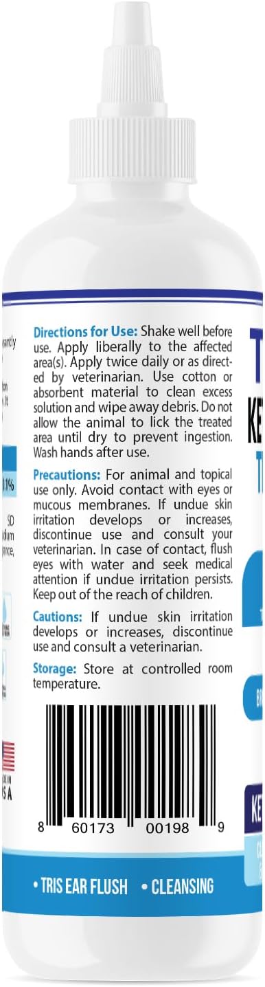 Truseb | Dog Ear Flush Ketoconazole Dog Ear Wash, Cats and Horses, Ketoconazole Tris Ear Flush for Dogs (12 oz) Made in U.S.A (Ketoconazole Ear Flush, 12 oz)