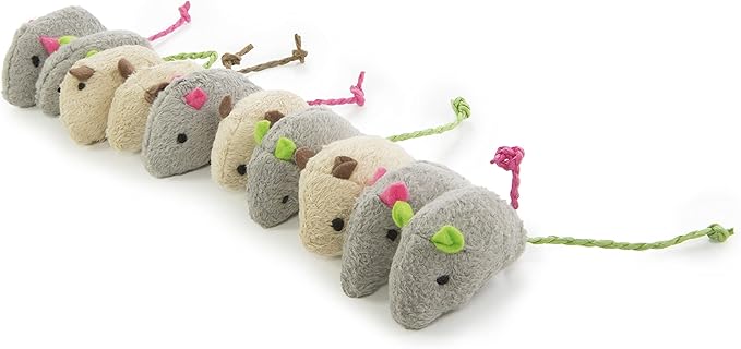 SmartyKat Skitter Critters Value Pack Catnip Cat Toys - Gray/Cream, Set of 10