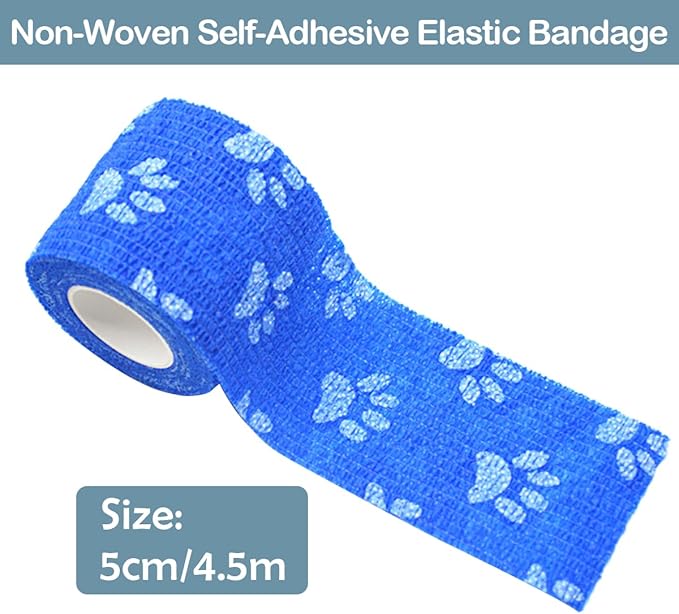 6 Rolls Self-Adhesive Bandage Wrap Non-Woven Vet Wrap Cohesive 2Inchx5yard for Dogs Cats Horse Leg Paw Pet Animals Wounds Wrist Healing Sprains & Swelling