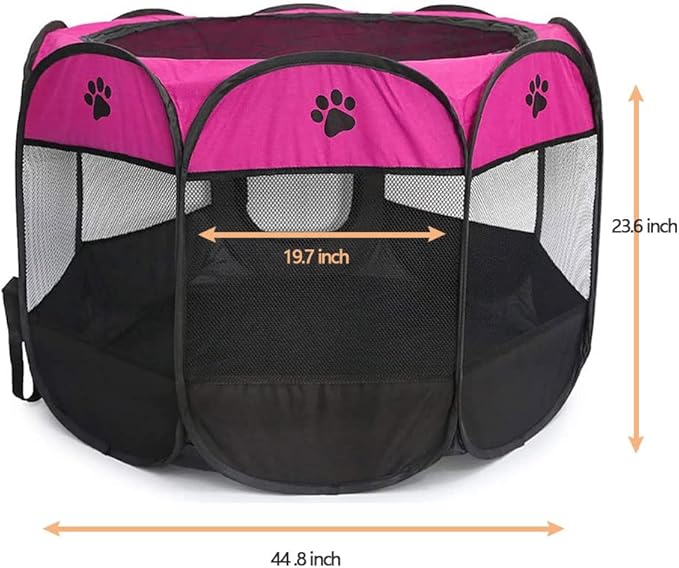 Pet Playpen, Foldable Dog Playpens, Portable Exercise Kennel Tent for Puppies/Dogs/Cats/Rabbits, Dog Play Tent with Removable Mesh Shade Cover for Travel Indoor Outdoor Using