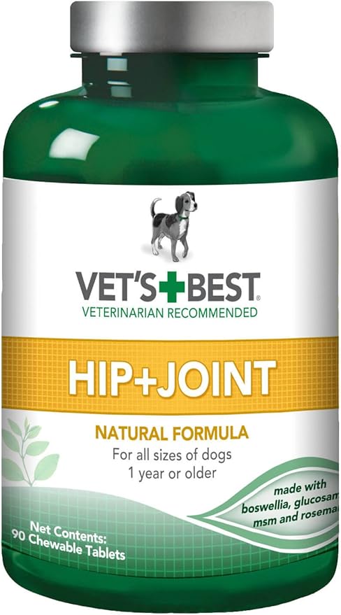 Vet's Best Advanced Hip & Joint Dog Supplements | Formulated with Glucosamine and Chondroitin to Support Dog Joint and Cartilage Health | 90 Chewable Tablets