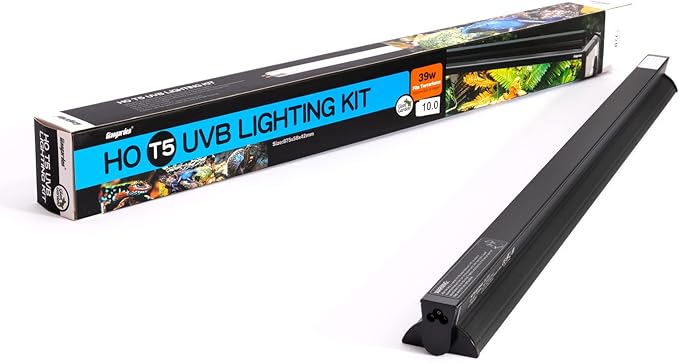 T5 HO UVB Lighting Combo Kit, Reptile Light Fixture with UVB 10.0 Fluorescent Tube Ideal for tropical rainforest grasslands and deserts such as Lizard Snakes Turtles and Tortoises(39W-36in)