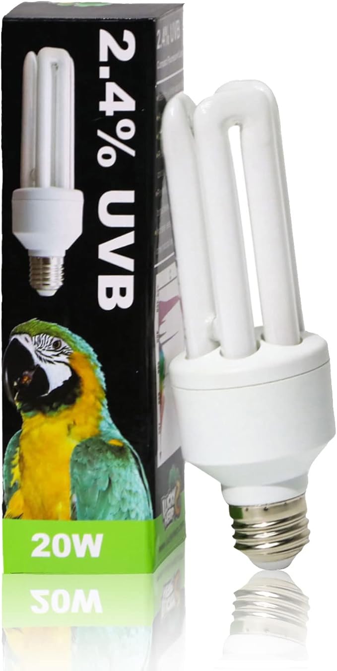 LUCKY HERP UVA UVB Light Bulb for Birds 2.4 UVB 20W Compact Flourescent Lamp for All Kinds Captive Birds