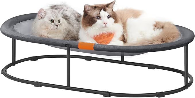 Feandrea Pet Bed, Elevated Dog Bed for Small, Medium Dogs, Cat Bed for Multiple Cats, with Removable Washable Mesh, for Pets up to 40 lb, Oval, Gray UPCB003G01