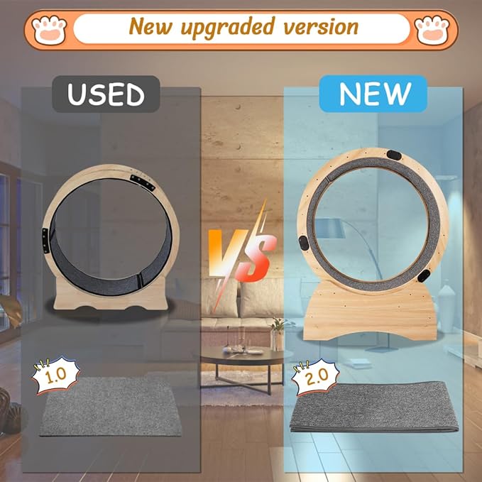 Cat Exercise Wheel, Cat Wheel with Carpeted Runway, Cat Running Wheel for Indoor Cats, Kitty Cat Sport Toy, Great for Physical Activity and Reducing Boredom (Basic Model)