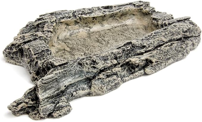 Komodo Habitat Rock Bowl Medium |Natural Looking Decorative Food & Water Dish | Ideal for Short Legged Species |