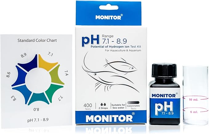 Generic Monitor pH 7.1-8.9 Test KIT (400 Tests) - Monitor Aquarium and aquaculture Water Quality