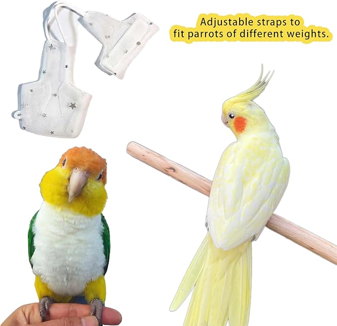 Bird Diaper,Bird Diaper Harness for Budgie Parakeet/Cockatoos,Washable Bird Flight Suit, Breathable Pet Diaper Pads