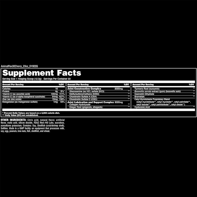 Animal Flex Powder – All-in-one Complete Joint Support Supplement – Contains Collagen, Turmeric Root, Curcumin, Glucosamine & Chondroitin – Helps Repair And Restore Joints –Cherry Flavor, 30 Scoops