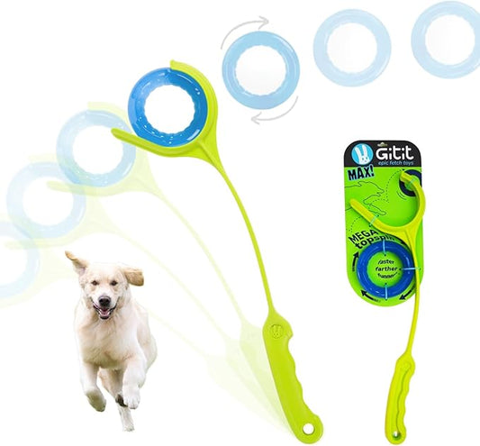 MAX! - Launcher + Ring, Epic Fetch Dog Toy, Slobberless/Clean Hands Loading, for Medium to Large Dogs