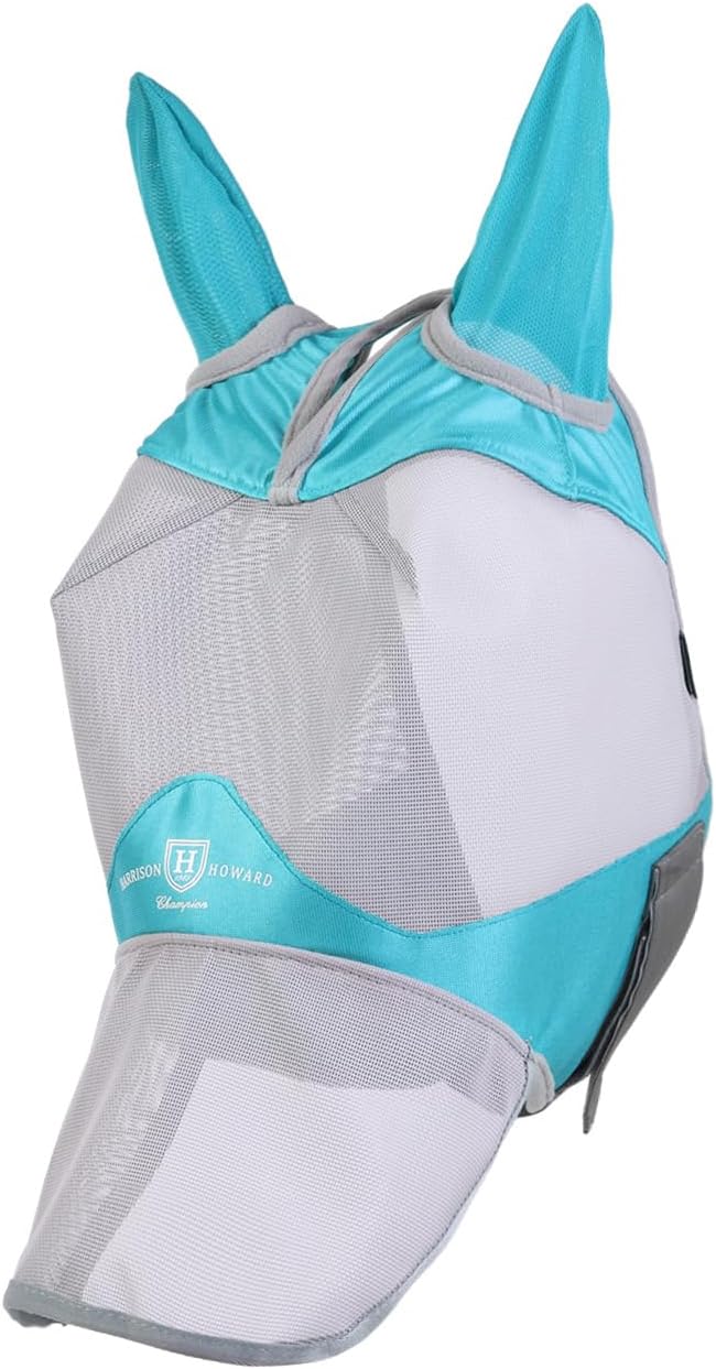 Harrison Howard Full Face Horse Fly Mask UV Protection and Breathable Mask for Equine Use Comfortable Fly Mask for Horses Mint XL
