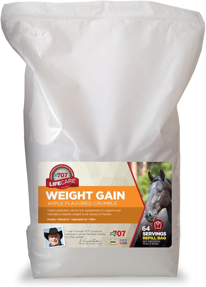 Formula 707 Weight Gain Powder Equine Supplement, 16lb Refill Bag – Palatable, Calorie-Rich Nutritional Support for Hard-to-Keep and Senior Horses