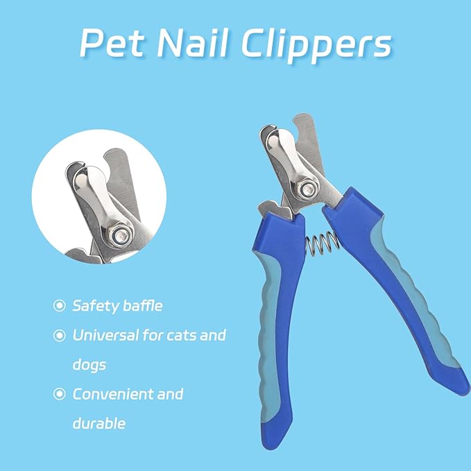 6-piece set of pet grooming scissors and nail clippers - professional dog and cat nail clipper set, equipped with grooming scissors and nail clippers - suitable for pet dogs and cats