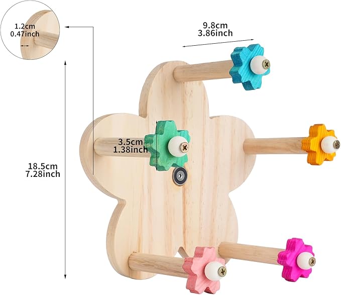 Wooden Parrots Ferris Wheel Toy with Perches, Bird Toy Rotating Perch Toy, Hanging Bird Stand Cage Accessories for Parakeet Parrot, Cockatiel, Budgerigar,Conure, Lovebirds