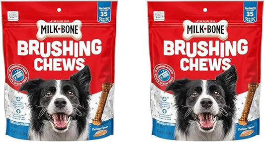 Milk-Bone Original Brushing Chews, 35 Small/Medium Daily Dental Dog Treats Scrubbing Action Helps Clean Teeth (Pack of 2)