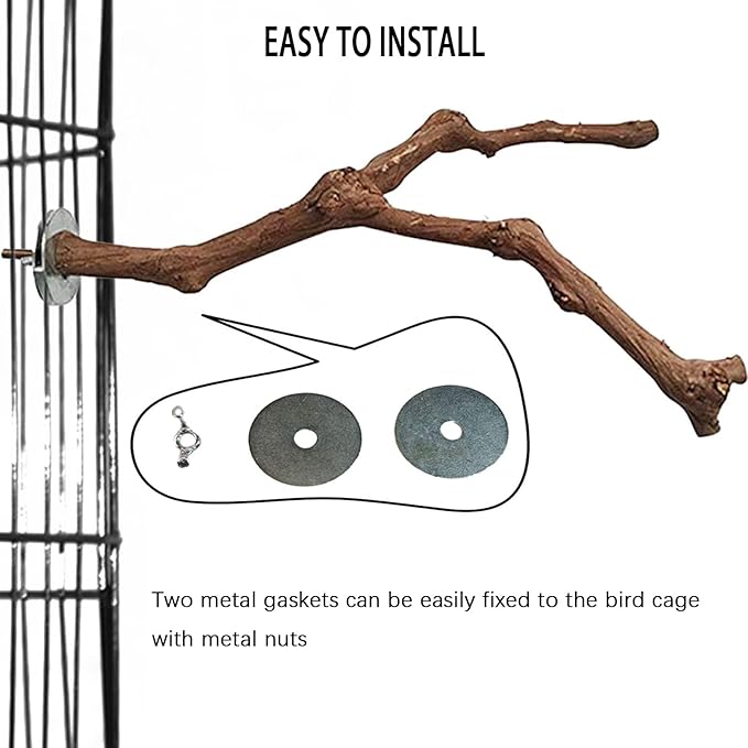 PINVNBY Bird Perch for Cage,3Pcs Parrot Perches Natural Grape Wood Birdcage Stands Pole 4Pcs Birds Toys Ball for Parakeet Lovebirds Budgies Cockatiels Finches