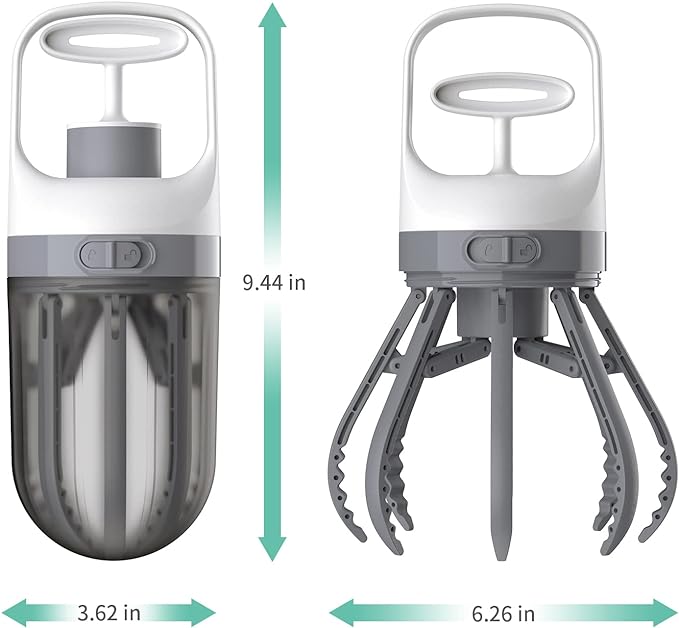 Pooper Scooper for Dogs, 【No Warm Poo in Hand】 Portable 2 in 1 Dog Waste Pick-up Claw, 6.2'' Palm Wide Dog Poo Later Disposal Container for Small Medium Large Dogs with 75PCS Bag Attachment