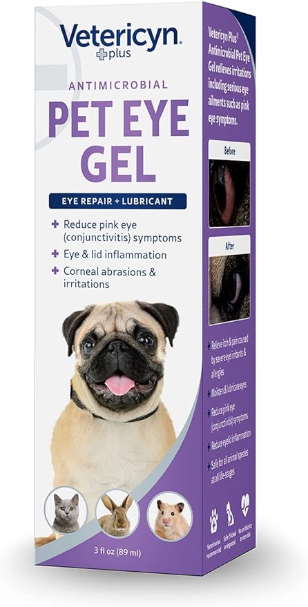 Vetericyn Plus Pet Eye Gel | Dog and Cat Eye Ointment Alternative to Lubricate and Relieve Eye Irritations and Abrasions, Reduce Symptoms of Pink Eye in Dogs and Cats. 3 ounces