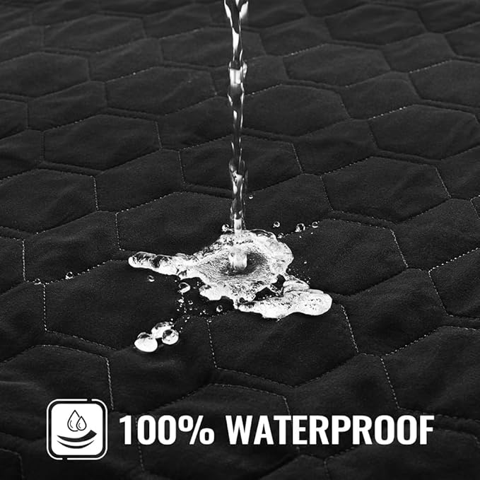 nanbowang Waterproof Dog Bed Covers Replacement Washable Pet Hair Easy to Remove, Dog Pillow Cover Quilted, Pet Bed Cover Lovely Puppy Bed Cover for Dog/Cat 35x44 Black