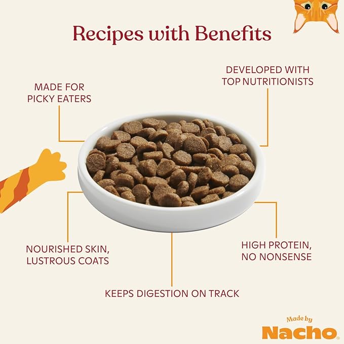 Made by Nacho Bone Broth Infused Dry Cat Kibble - Cage-Free Chicken & Pumpkin Recipe - Premium Grain-Friendly Cat Food 4lb Bag, Limited Ingredients