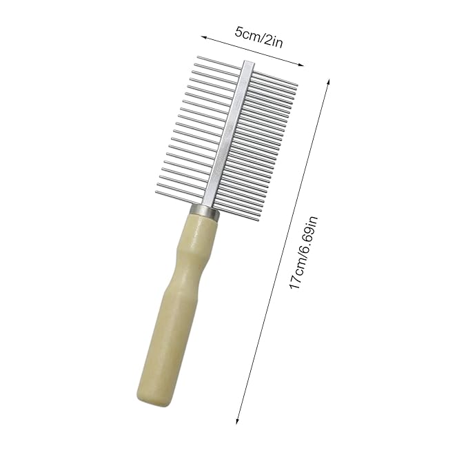 Wooden Handle Grooming Comb for Dogs Cats Pet（Double-Sided）