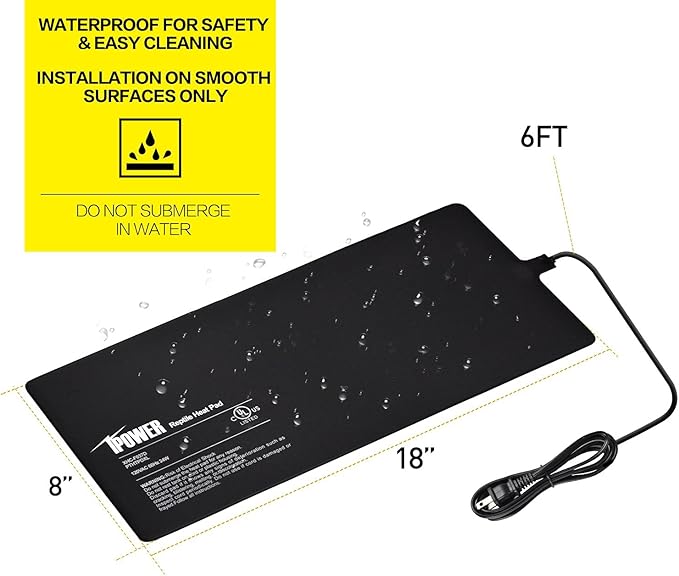 iPower 8X18 Inch Reptile Heat Pad Under Tank Heater Terrarium Warmer Heating Mat and Digital Thermostat Controller for Turtles Lizards Frogs and Other Small Animals