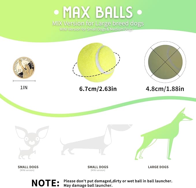 ALL FOR PAWS Dog Ball Launcher Automatic Maxi,Automatic Ball Launcher for Dogs,Ball Thrower for Dogs,Dog Toys Interactive,includes 3pcs Tennis Balls for Dogs